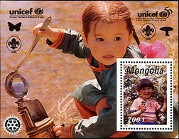 MONGOLIE Rotary, Scoutisme, Champignons, Papillons, UNICEF, BF 232 ** MNH. - Rotary Club