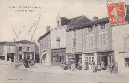 Cpa-79- Thenezay -animée- Attelage De Chiens - Place De L'eglise -edi D.B. N°282 - Thenezay