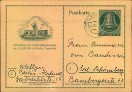 1951, 10 Pfg. Glocke GSK Motiv Luftbrücken-Denkmal Bedarfsgebraucht - Otros & Sin Clasificación