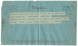 1872 - TELEGRAMME Modèle N°324  Pour Nice Avec Cad Ondulé  Bleu - 1849-1876: Klassik