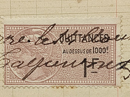 Timbre De "QUITTANCES" De 1920 - Valeur: 1F - Sur Documents Datés - Timbres