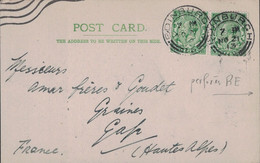 GRANDE BRETAGNE - PERFORATION R.E. - CARTE POSTALE ENTETE ROBERT EDGAR EDINBURGH - POUR LA FRANCE -21-11-13. - Perfins