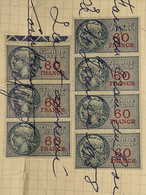 "TIMBRE FISCAL" De 1936-58 - Valeur: 60 FRANCS - Document En 1958 à LE GRAU DU ROI - Bloc De 4 Vertical & Bloc De 3 - Stamps