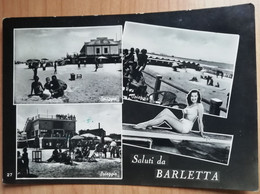 CARTOLINA 1956 ITALIA BARLETTA SALUTI ITALY Postcard Italien Ansichtskarten - Barletta