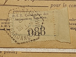 "TIMBRE SECURITE SOCIALE" De 1936 - Avec Numéro De Controle PTT - Sur Plusieurs Documents - Sellos