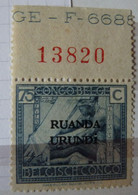 RUANDA - URUNDI : 1925  -  N° 69 (*)     INSCRIPTION MARGINALE - Unused Stamps