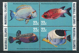 Delcampe - Marshall ** N° 92 à 95 Formant Bloc - Poissons - Marshall