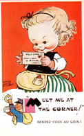 Illustration Mabel Lucie Attwell - Meet Me At The Corner (Rendez-vous Au Coin)  - Carte Valentine & Sons - Mallet, B.