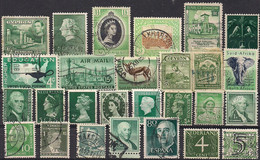 Lot World Stamps All Green - Used - Vrac (max 999 Timbres)