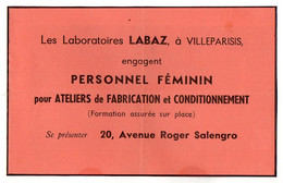VP20.835 - Les Laboratoires ¨ LABAZ ¨ à VILLEPARISIS ( Affichette / Document 21 X 13 ) - Manifesti