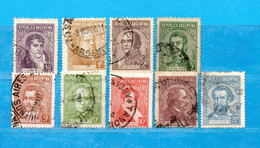 Delcampe - (Us.7) Argentina ° 1935-36 - Personnages Célèbres. Yv. 363 à 373. Sans Le N° 367.  Oblitérer.  Come Scansione. - Gebruikt