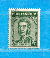 Delcampe - (Us.7) Argentina ° 1935-36 - Personnages Célèbres. ( San Martin ) Yv. 366  Oblitérer.  Come Scansione. - Gebruikt