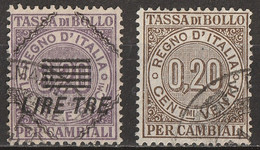 ITALIA REGNO 1908 - MARCHE DA BOLLO PER CAMBIALI ( Soprastampate E Con Losanghe Nere) - Fiscali