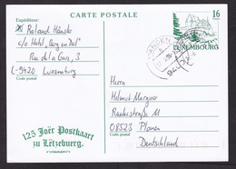 Luxembourg: Stationery Postcard To Germany, 1996, Castle, Cancel Vianden (traces Of Use) - Lettres & Documents