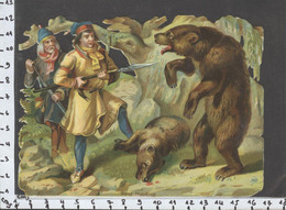 Ref B177- Authentique Decoupi Tres Bon Etat - Grand Decoupi Chasse A L Ours - Bear Hunting - - Animals