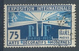 FRANCE : Y.215 Oblitéré Et Perforé ## A L ## : EXPOSITION INTERNATIONALE, - Usati