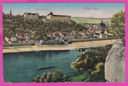 283404 / Germany - Pirna - Schloss Sonnenstein Elbe River Ship , Building 1921 PC 2039 Deutschland Allemagne Germania - Pirna