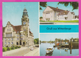 283414 / Germany - Wittenberge - Rathaus Kulturhaus Hafen Boat Port Car Clock Tower 1970 PC Deutschland Allemagne - Wittenberge