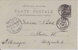 PORT SAÏD (EGYPTE) - 1903 - CARTE ENTIER TYPE SAGE SURCHARGEE => BERLIN ! - Cartas & Documentos