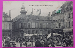 Cpa Avallon Place Hotel De Ville Marché Carte Postale 89 Yonne - Avallon