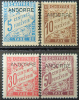 LP3844/466 - 1931/1932 - ANDORRE FR. - TIMBRES TAXE - N°1 à 4 NEUFS** - Cote (2020) : 24,50 € - Neufs