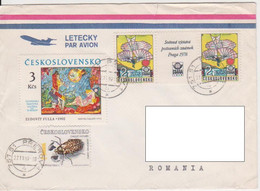 LETTRE ENVELOPPE  CZECH REPUBLIC TO ROMANIA  STAMPS AVIATION, INSECTS - Storia Postale