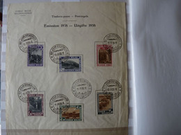 BELGIAN CONGO BELGE :  1938  - N° 197 / 202  FEUILLET SOUVENIR    PLIS - Lettres & Documents