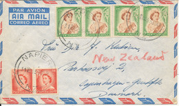New Zealand Air Mail Cover Sent To Denmark Napier 31-3-1955 - Corréo Aéreo