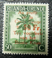 RUANDA - URUNDI:  1944  - N° 150  * -  CROIX - ROUGE        Curiosité Surcharge Recto / Verso - Nuevos