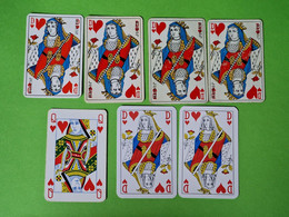 Lot 7 Cartes à Jouer - DAME De CŒUR - Dos Bleu,Rouge - Pub L'UNION Reims, ABOISIF, GPA, M&M, ROCHEX - Vers 1990/2000 - 32 Cartas