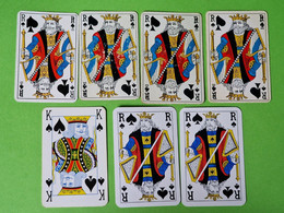 Lot 7 Cartes à Jouer - ROI De PIQUE - Dos Bleu,Rouge - Pub L'UNION Reims, ABOISIF, GPA, M&M, ROCHEX - Vers 1990/2000 - 32 Carte