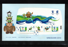 Canada 2009 Olympic Games Vancouver Block FDC - Invierno 2010: Vancouver