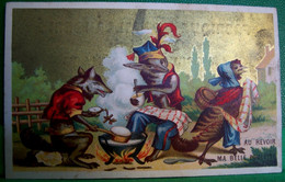 CHROMO XIX è, Animaux  Humanisés , RENARD & POULE   Old Advert Card DRESSED GIPSY FOX & HEN - Tiere