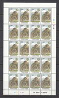 1992 Tanzania 15/- Chimpanzee Primates Complete Sheet Of 20 - Chimpanzés