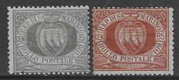 San Marino 1892 Cifra O Stemma 2val Sa N.13,19 Nuovi MH * - Unused Stamps