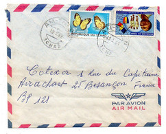 Tchad -1968-- AM-TIMAN   Pour Besançon-25..tp  Papillons + Mouvement Jeunesse    Sur Lettre..cachet ...... - Chad (1960-...)