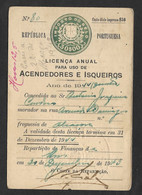 Portugal Timbre Fiscal Fixe 30$ Licence De Briquet 1944 Stamped Revenue Lighter License - Covers & Documents