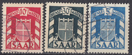 SAAR- SARRE - 1949 - Lotto Di 3 Valori Usati Yvert Servizio 27, 28 E 31. - Dienstzegels