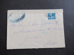 Frankreich Säerin EF 1917 Zensurbeleg 1.WK Controle Postal Militaire Und Zensurstempel In Die Schweiz Mit Ank. Stempel - Lettres & Documents