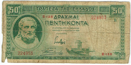 Grèce - Billet De 50 Drachmes - 1er Janvier 1939 - Hésiode - Vert - P107a - Griekenland