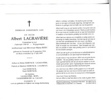* VISHANDELAAR A. LAGAVIERE °OOSTENDE 1916 +1997 (M.BOEY) - Imágenes Religiosas