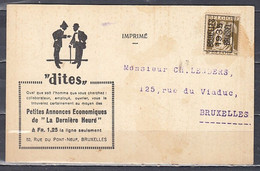 Kaart Met Typografische Afstempeling Bruxelles 1935 Brussel Naar Bruxelles - Typo Precancels 1932-36 (Ceres And Mercurius)