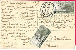 STORIA POSTALE REGNO - ANNULLO FRAZIONARIO " CIREGLIO*23.8.26* (25-41)" SU CARTOLINA FORMATO PICCOLO VIAREGGIO - Oorlogspropaganda