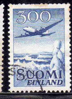 SUOMI FINLAND FINLANDIA FINLANDE 1950 AIR POST MAIL AIRMAIL DOUGLAS DC-6 OVER WINTER LANDSCAPE 300m USED USATO OBLITERE' - Used Stamps