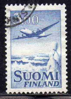 SUOMI FINLAND FINLANDIA FINLANDE 1950 AIR POST MAIL AIRMAIL DOUGLAS DC-6 OVER WINTER LANDSCAPE 300m USED USATO OBLITERE' - Oblitérés