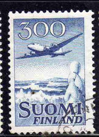 SUOMI FINLAND FINLANDIA FINLANDE 1950 AIR POST MAIL AIRMAIL DOUGLAS DC-6 OVER WINTER LANDSCAPE 300m USED USATO OBLITERE' - Gebraucht