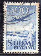 SUOMI FINLAND FINLANDIA FINLANDE 1950 AIR POST MAIL AIRMAIL DOUGLAS DC-6 OVER WINTER LANDSCAPE 300m USED USATO OBLITERE' - Usados
