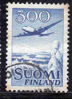 SUOMI FINLAND FINLANDIA FINLANDE 1950 AIR POST MAIL AIRMAIL DOUGLAS DC-6 OVER WINTER LANDSCAPE 300m USED USATO OBLITERE' - Used Stamps