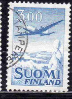 SUOMI FINLAND FINLANDIA FINLANDE 1950 AIR POST MAIL AIRMAIL DOUGLAS DC-6 OVER WINTER LANDSCAPE 300m USED USATO OBLITERE' - Usati