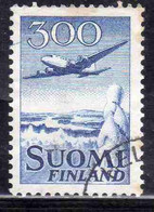 SUOMI FINLAND FINLANDIA FINLANDE 1950 AIR POST MAIL AIRMAIL DOUGLAS DC-6 OVER WINTER LANDSCAPE 300m USED USATO OBLITERE' - Gebraucht